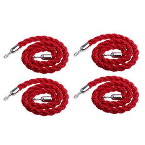 4Pcs 59 Inches Twisted Barrier Rope Queue Crowd Control for Posts Stands Red