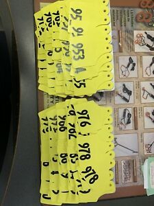 Allflex Global Maxi Numbered Cattle Ear Tags Yellow 950 -1000 - Two Sets