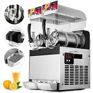  Commercial Frozen Drink Slush Slushy Making Machine Smoothie Ice Maker 2x15l