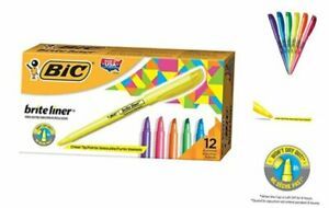 Brite Liner Highlighter, Chisel Tip, Assorted Colors, 12-Count 12 Count