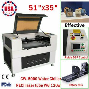 Auto-focus 51&#034;x35&#034; Reci 130W CO2 Laser Engraver Cutter Ruida Control Rotary Axis