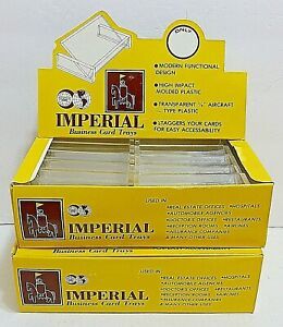 New Vtg IMPERIAL Business Card Trays in Retail Display Boxes Plastic MCM Lucite