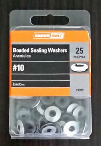 #10 Bonded Sealing Washer Zinc Crown Bolt 31202 (25-Count or 50-Count)