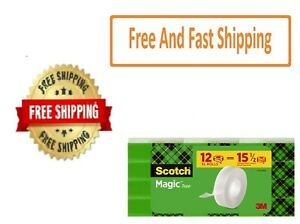 Scotch Magic Tape, 3/4&#034; x 1296&#034;, Clear, 12 Pack