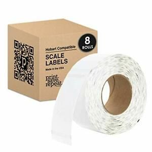 Hobart Quantum QWU450 Scale Labels | 2.25&#034; x 4.5&#034; | 700 Labels/Roll | 8 Rolls...