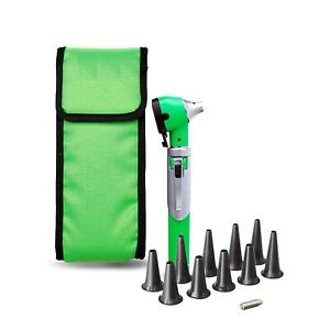 New Fiber Optic Pocket Otoscope Examination LED Diagnostic ENT Set Green