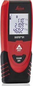 Leica DISTO D1 120ft Laser Distance Measure with Bluetooth 4.0, Black/Red