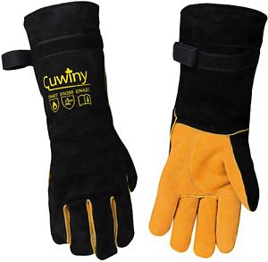 Welding Gloves, Cuwiny 1112°F Heat/Fire Resistant/Leather Forge Gloves, with Kev