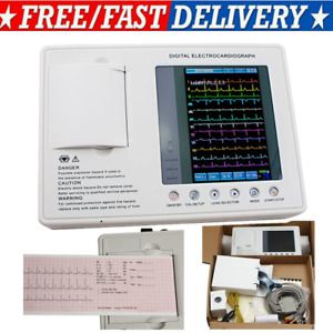 7&#039;&#039;Digital Color 12-lead 3-channel Electrocardiograph EKG Machine+interpretation