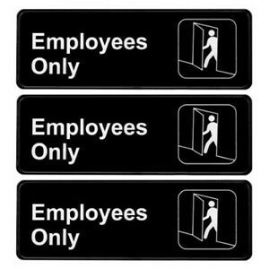 ALPINE INDUSTRIES ALPSGN-B-6-15pk 9&#034; x 3&#034; Employees Only Sign, PK15