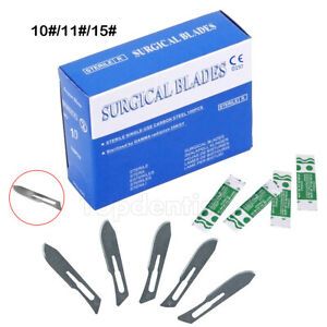 100Pcs/box Dental Surgical Scalpel Blades 10#/11#/15# Carbon Steel fit 3# Handle