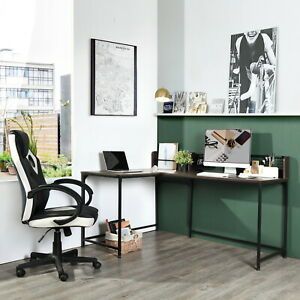Industrial Office Learning Wooden Table Top  Metal L-Shaped Office Computer Desk