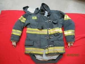 Morning Pride Fire Fighter Turnout JACKET 42 X 35  BLACK BUNKER GEAR COAT TOWING