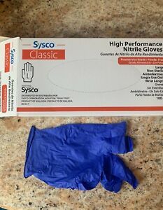 Sysco High Performance Nitrile Gloves Large - Blue 100 Count