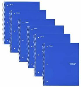 Five Star Notebooks - 1 Subject College Ruled Spiral Notebooks with Pocket Folde