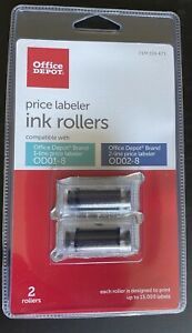 Office Depot Ink Rollers Price Labeler Replacement Rollers, Blk 2 Pk559-673 New