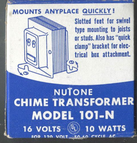 Vintage NOS NuTone 16v Volt Door Bell Transformer Model 101-N