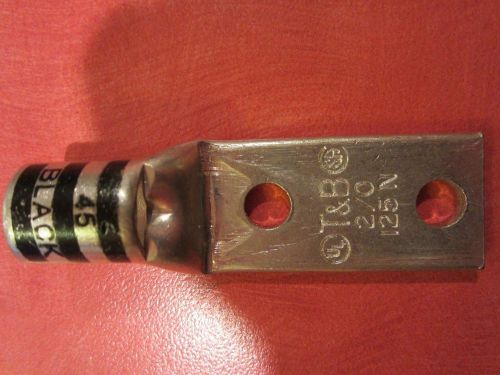 Thomas &amp; betts 125n 2/0 awg 2 hole non insulated black die crimp lug type 2 for sale