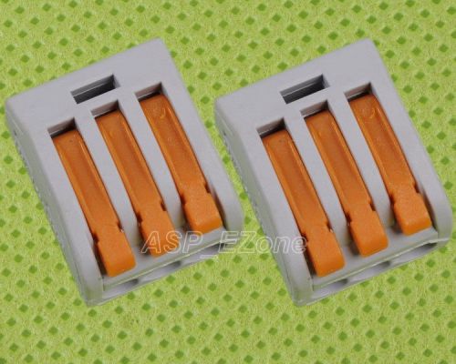2pcs wago spring lever push fit reuseable cable 3 wire  for sale