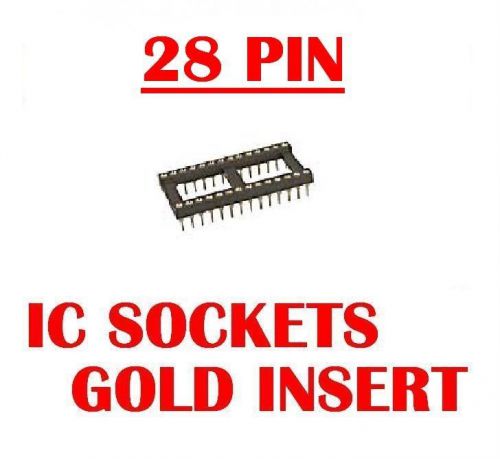 28 PIN MACHINE TOOLED IC SOCKETS GOLD INSERT (QTY 10) *** NEW ***