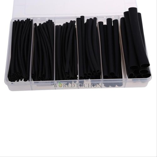 160pcs pro-kit 4inch black polyolefin 2:1 halogen-free heat shrink tubing 6sizes for sale