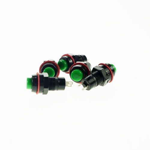 (5) green 2 pin spst off-on 2a 125vac hole 10mm maintained push button switch for sale
