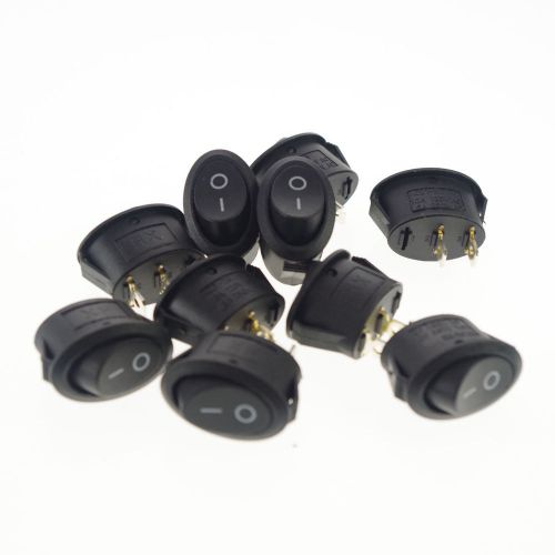 10 x Black Button 6A/10A 2 Position SPST ON/OFF 2Pin Ellipsoid Rocker Switch