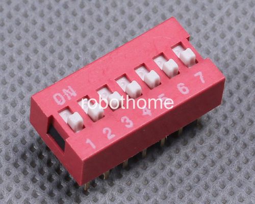10pcs 2.54mm Red Pitch 7-Bit 7 Positions Ways Slide Type DIP Switch new