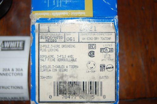 Leviton 2621 30 amp, 250 volt, nema l6-30p, 2p, 3w, locking plug, industrial gra for sale