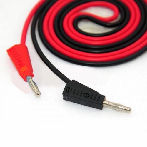 1 Pair Dual Ended Stackable Banana Plug to Test Hook Probe Cable Wire B&amp;R 100cm