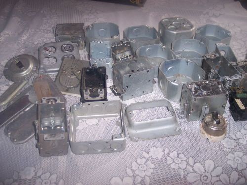 Lot of  34 pieces of electrical boxes   some switches  OLD