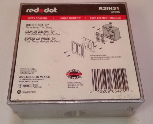 Red Dot S400E Rectangular Weatherproof Box, 1/2&#034;, 3 Hole, 2 Gang