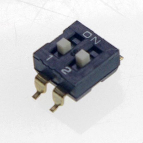 10 x DIP Switch 2 Positions 2.54mm Pitch Through Hole Silver Side Actuated Slide