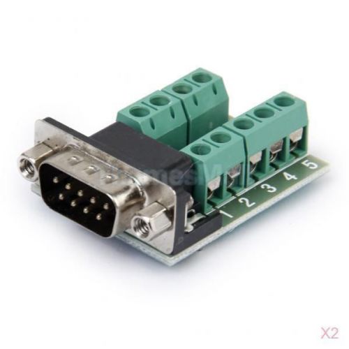 2pcs RS232 to DB9 Nut Type Male Connector 9-Pin Adapter Signal Terminal Module