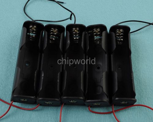 5pcs aa battery case battery box battery holder with wire lead plastic black for sale