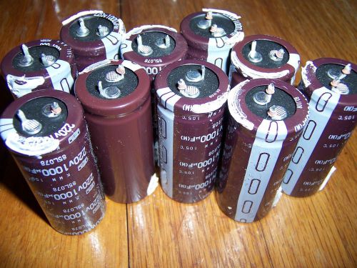 Lot of 10 nippon radial electrolytic capacitors 1000uf 1000 uf 220v for sale