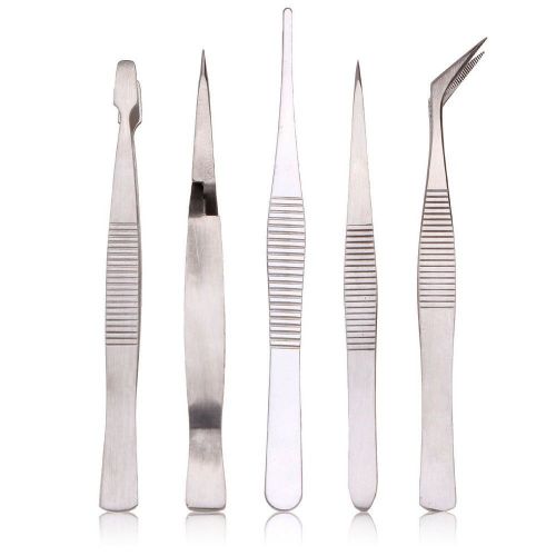 Silver maintenance metal kits curved/flat anti-static esd tweezers top-quality for sale