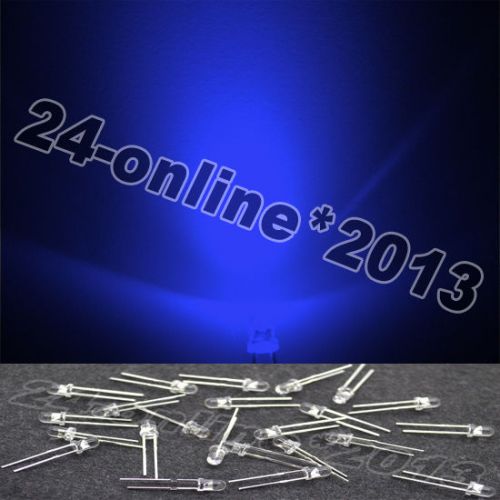 1000pcs 3mm 2pin waterclear blue round top plug-in led lamp beads diy for sale