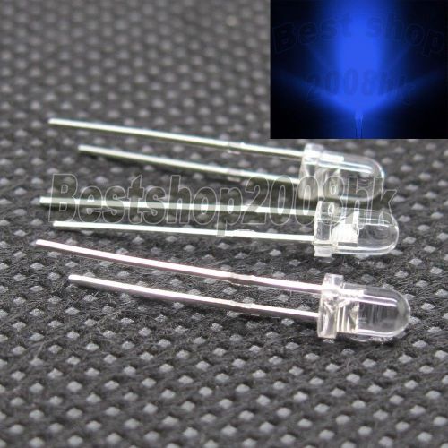 1000 pcs 2pins blue 3mm round top bright lamp light emitting diode led for sale