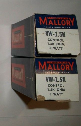Mallory Lot of 2pcs VW-1.5K Control 1.5K Ohm 5 Watt Potentiometer New Old Stock