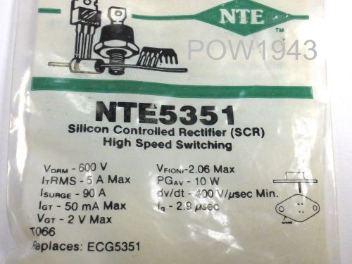 NTE 5351 SCR -  5 AMP @ 600 VOLTS TO-66