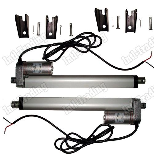 2 Dual 12 Inch Stroke Linear Actuator w/ Brackets 330lbs Max Lift Output DC 12V