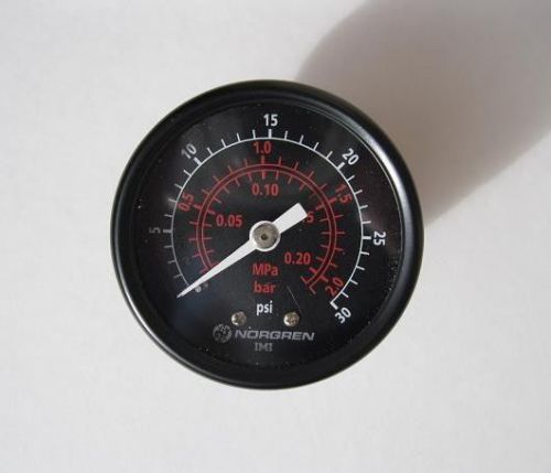 New norgren 18-013-207 pressure gauge 0-30 psi / mpa / bar 1/8&#034; npt 1-5/8&#034; dia for sale
