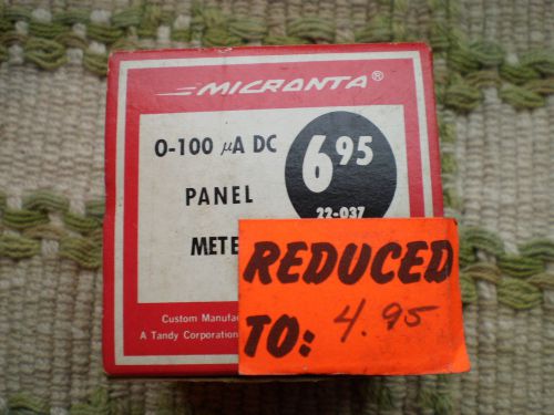 Vintage Micronta 22-037 0-100ua Panel Meter NOS NIB Radio Shack Gauge