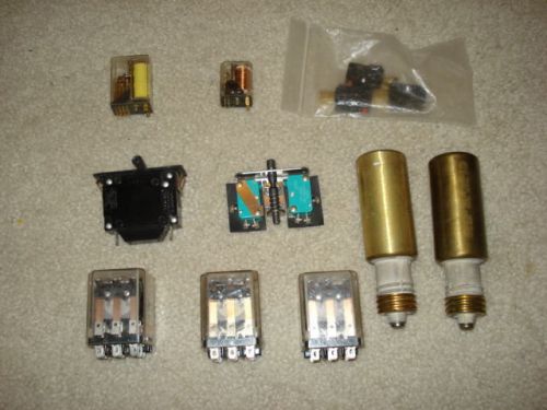 Various relays, heating elements, switches,breaker, for sale