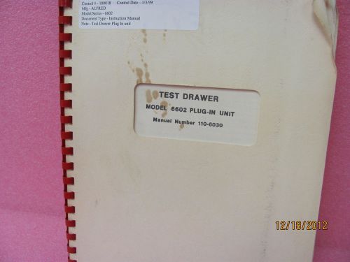 ALFRED 6602 Test Drawer Plug-In Unit Instruction Manual