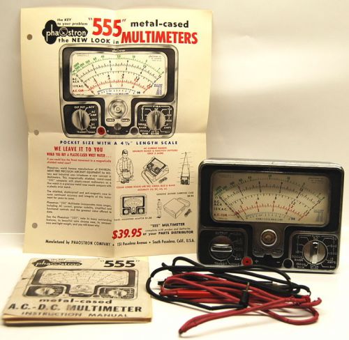 Vintage 1954 Phaostron 555 Metal-Cased A.C/D.C. Volt Ohm MultiMeter