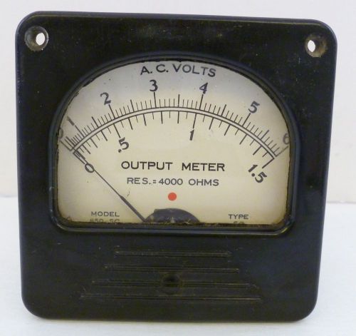 Vintage Triplett Output Meter Model 650-SC Type SC AC Volts, Res1=4000 Ohms