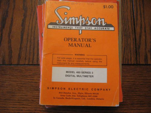 Vintage Simpson Factory Operators Manual Digital Multimeter 460 Series 3