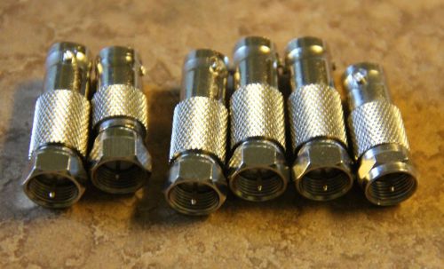 BNC Female to RF coaxial adapter connector male (lot of 6)